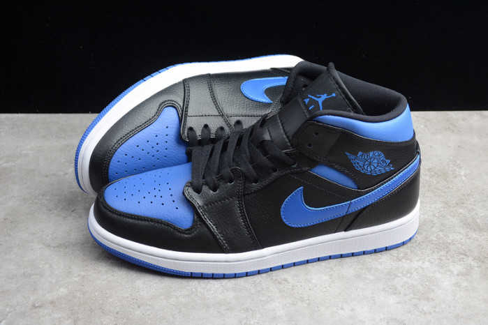 air jordan 1 mid black hyper royal 554724-068