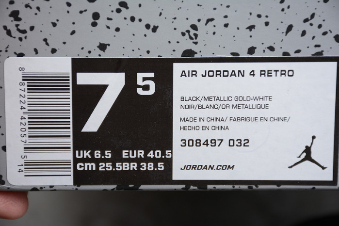 air jordan 4 “royalty” black/metallic gold-white mens 308497-032