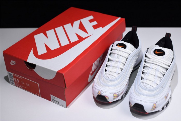 nike womens air max 97 white-orange flower 921733-101