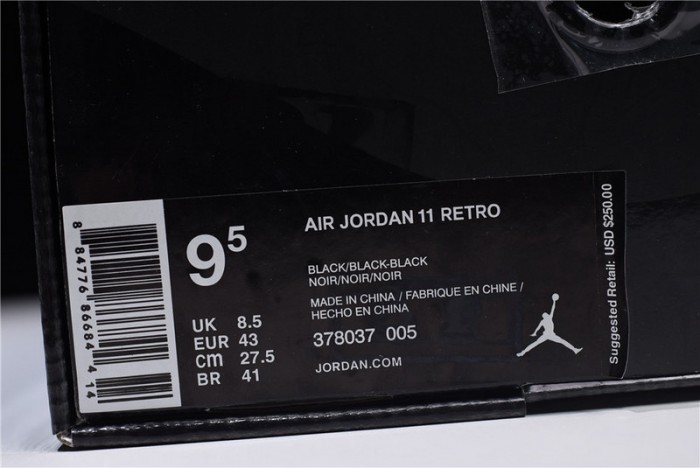 air jordan 11 “cap and gown” black 378037-005