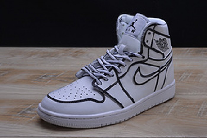 air jordan 1 retro “comic 3d pencil” white hand-painted mens aa4724-110