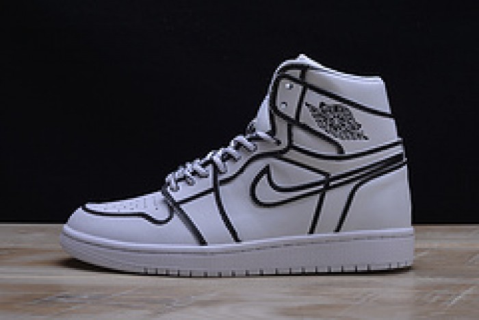 air jordan 1 retro “comic 3d pencil” white hand-painted mens aa4724-110
